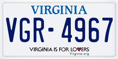 VA license plate VGR4967