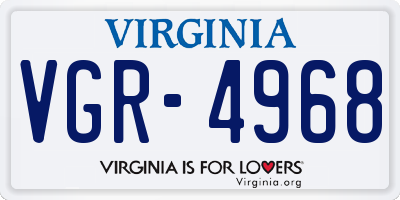 VA license plate VGR4968