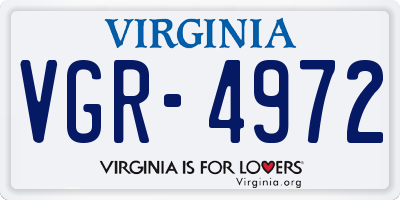 VA license plate VGR4972