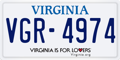 VA license plate VGR4974