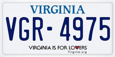 VA license plate VGR4975