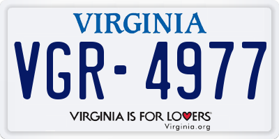 VA license plate VGR4977