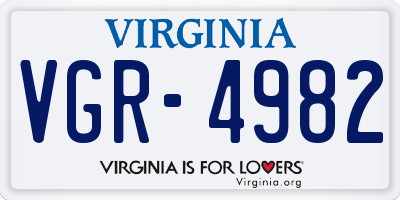 VA license plate VGR4982