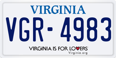 VA license plate VGR4983