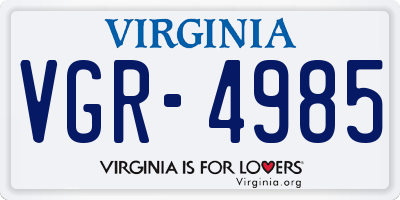 VA license plate VGR4985
