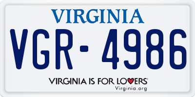 VA license plate VGR4986
