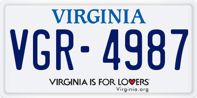 VA license plate VGR4987
