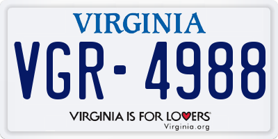 VA license plate VGR4988