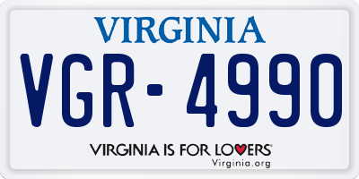 VA license plate VGR4990