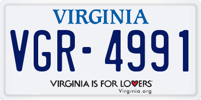 VA license plate VGR4991