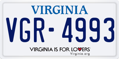 VA license plate VGR4993