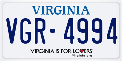 VA license plate VGR4994