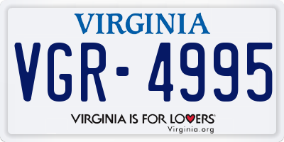 VA license plate VGR4995