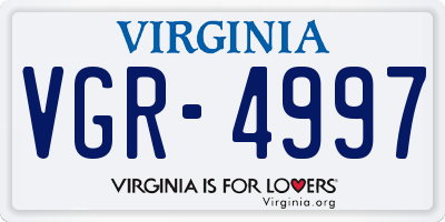 VA license plate VGR4997