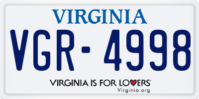 VA license plate VGR4998
