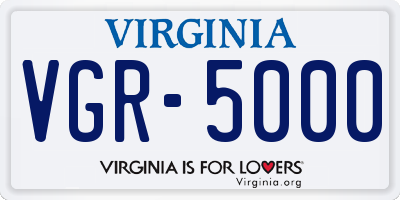 VA license plate VGR5000