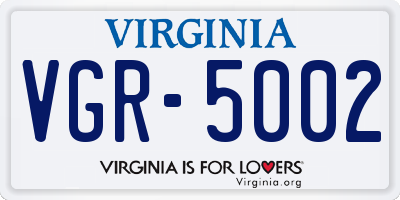 VA license plate VGR5002