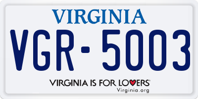 VA license plate VGR5003