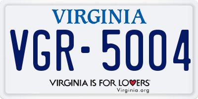 VA license plate VGR5004