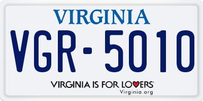 VA license plate VGR5010
