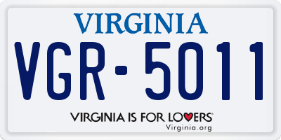 VA license plate VGR5011
