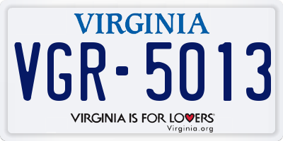 VA license plate VGR5013