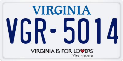 VA license plate VGR5014