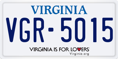 VA license plate VGR5015