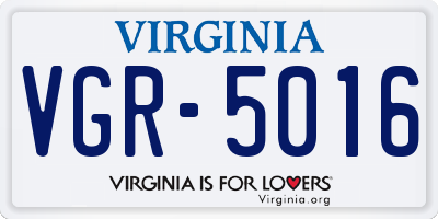 VA license plate VGR5016