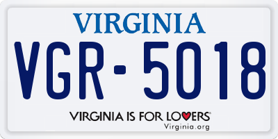 VA license plate VGR5018