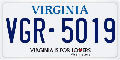 VA license plate VGR5019