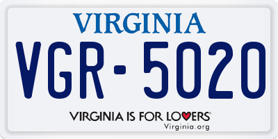 VA license plate VGR5020