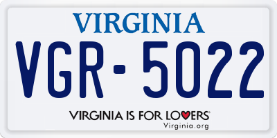 VA license plate VGR5022