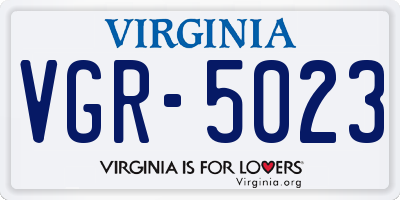 VA license plate VGR5023