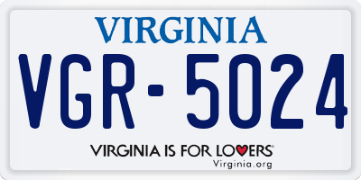 VA license plate VGR5024