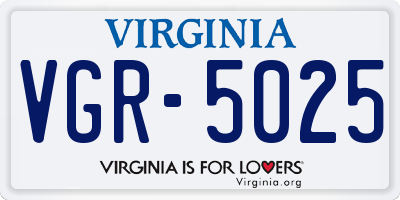 VA license plate VGR5025