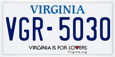VA license plate VGR5030