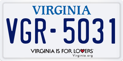 VA license plate VGR5031