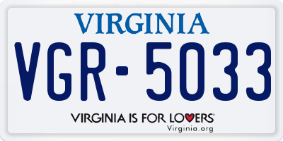 VA license plate VGR5033