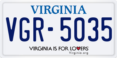 VA license plate VGR5035