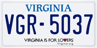 VA license plate VGR5037