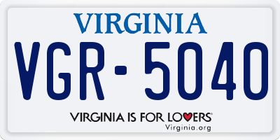 VA license plate VGR5040