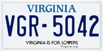 VA license plate VGR5042