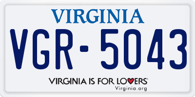 VA license plate VGR5043