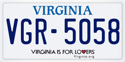 VA license plate VGR5058