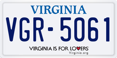 VA license plate VGR5061