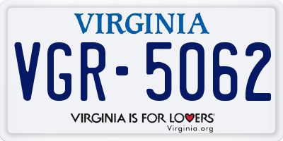 VA license plate VGR5062
