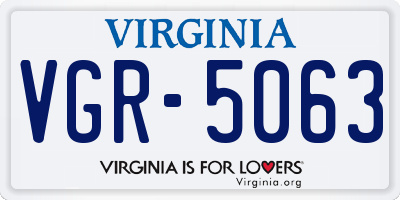 VA license plate VGR5063