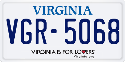 VA license plate VGR5068