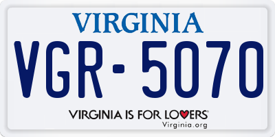 VA license plate VGR5070